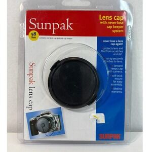 Sunpak 58mm Lens Cap with Never Lose Keeper System Protects Lens and Filter